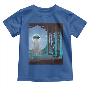 Bigfoot Hiding From Alien UFO Funny Sasquatch Toddler T Shirt TS09 Royal Blue Print Your Wear