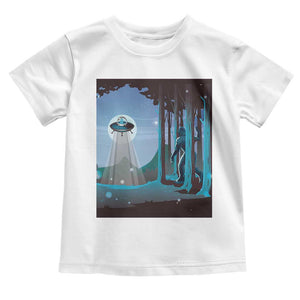 Bigfoot Hiding From Alien UFO Funny Sasquatch Toddler T Shirt TS09 White Print Your Wear
