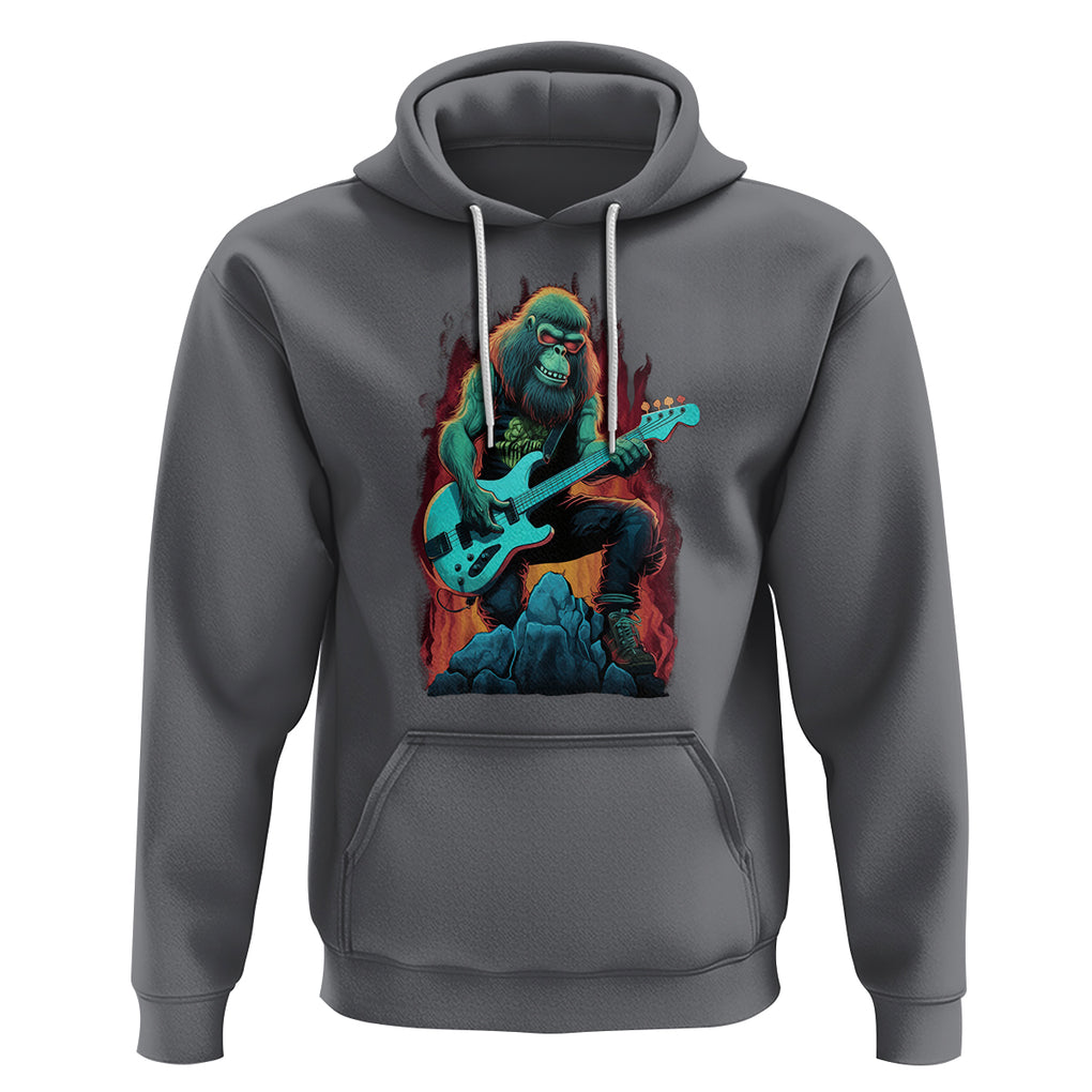 Rocking On Bigfoot Sasquatch Loves Rock And Roll Hoodie TS09 Charcoal Printyourwear