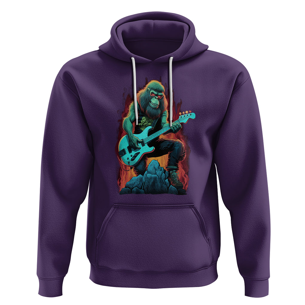 Rocking On Bigfoot Sasquatch Loves Rock And Roll Hoodie TS09 Purple Printyourwear