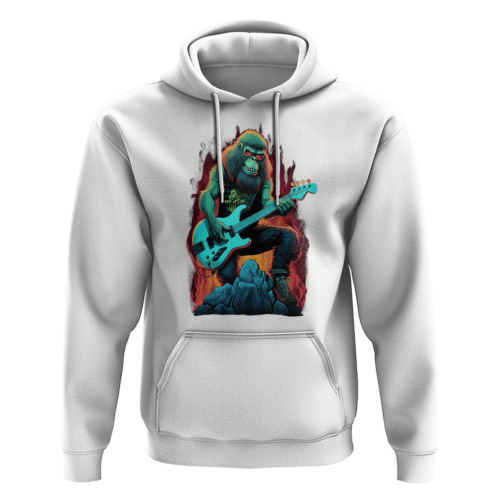 Rocking On Bigfoot Sasquatch Loves Rock And Roll Hoodie TS09 White Printyourwear