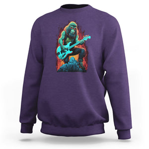 Rocking On Bigfoot Sasquatch Loves Rock And Roll Sweatshirt TS09 Purple Printyourwear