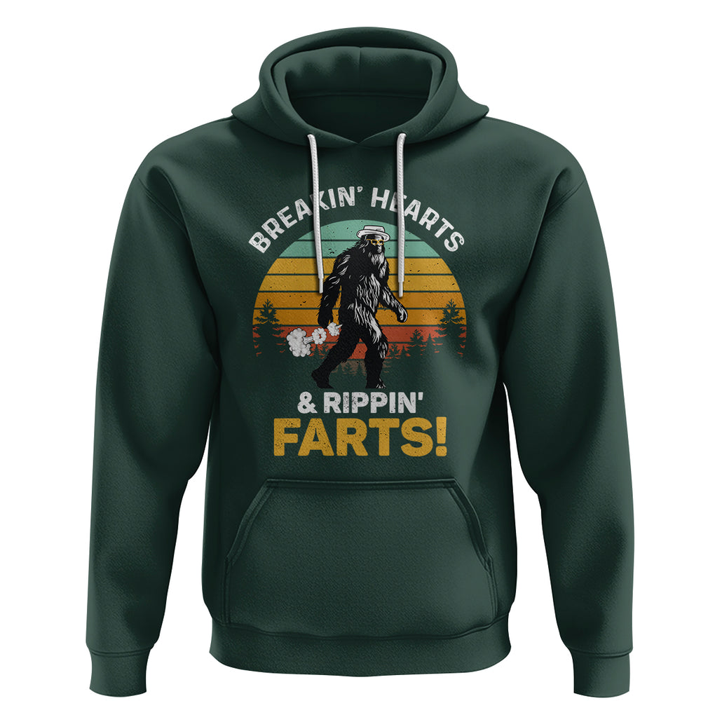 Funny Bigfoot Hoodie Breakin Hearts & Rippin Farts! Sasquatch TS09 Dark Forest Green Printyourwear
