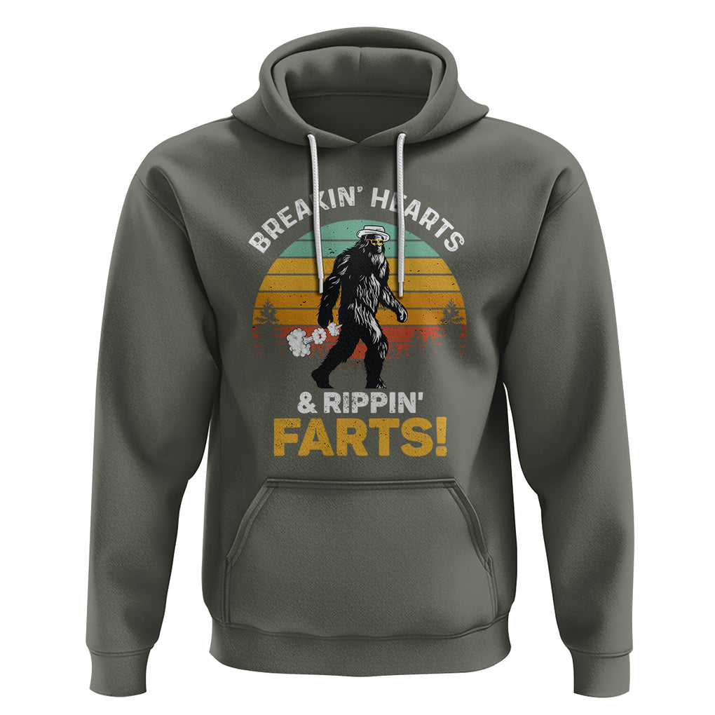 Funny Bigfoot Hoodie Breakin Hearts & Rippin Farts! Sasquatch TS09 Military Green Printyourwear