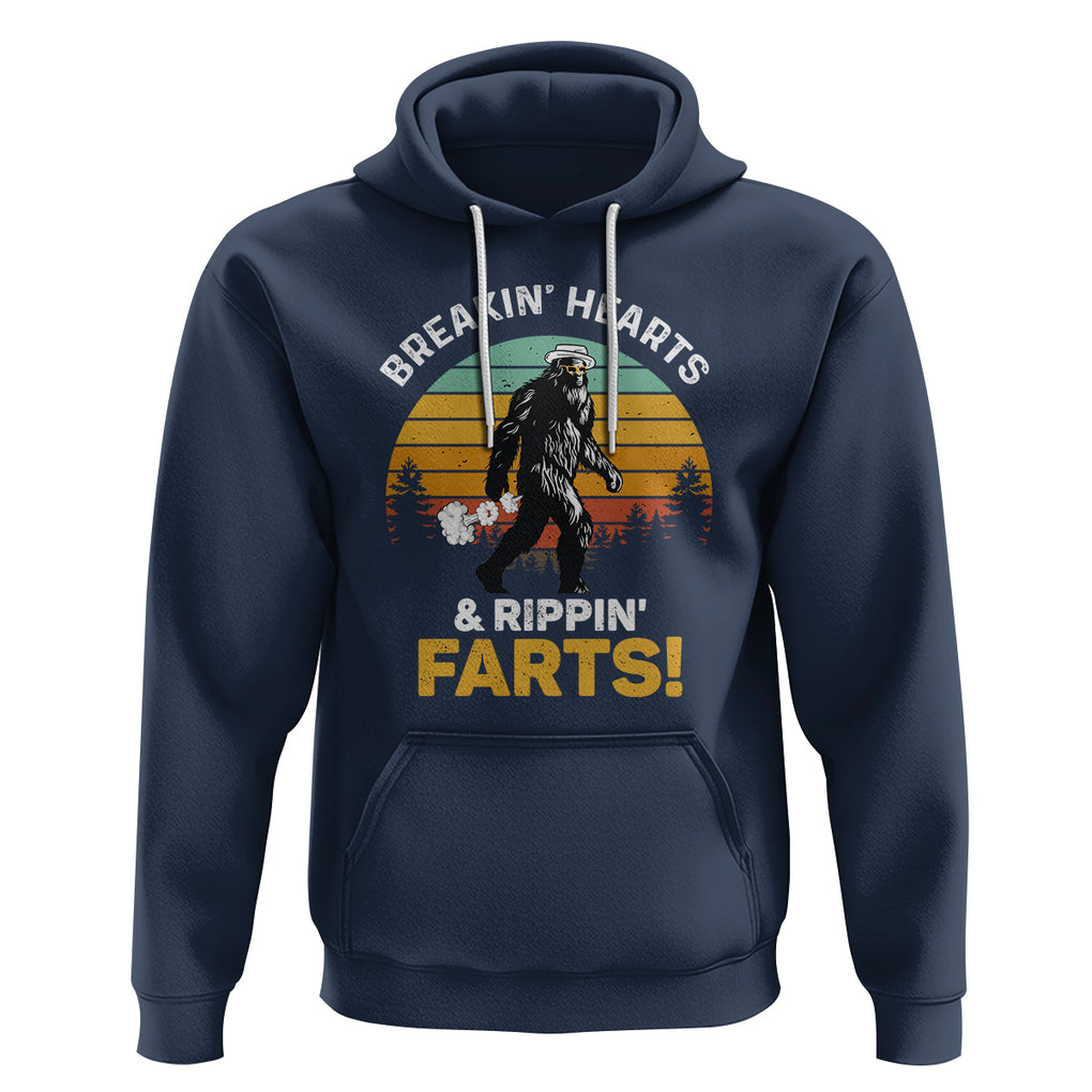 Funny Bigfoot Hoodie Breakin Hearts & Rippin Farts! Sasquatch TS09 Navy Printyourwear