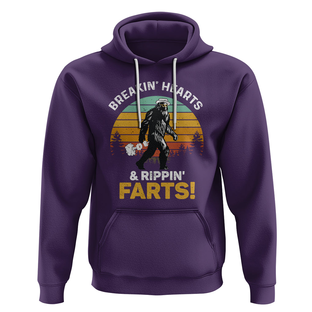 Funny Bigfoot Hoodie Breakin Hearts & Rippin Farts! Sasquatch TS09 Purple Printyourwear