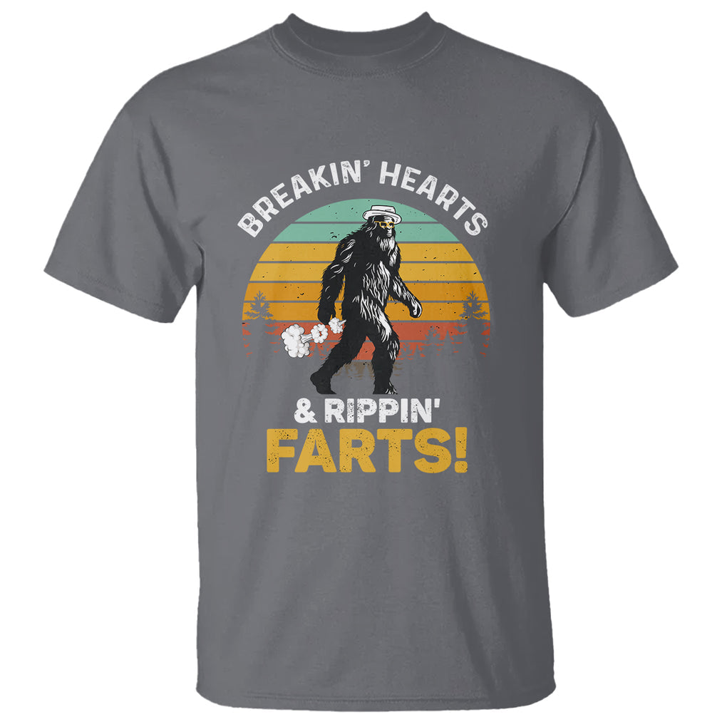 Funny Bigfoot T Shirt Breakin Hearts & Rippin Farts! Sasquatch TS09 Charcoal Printyourwear