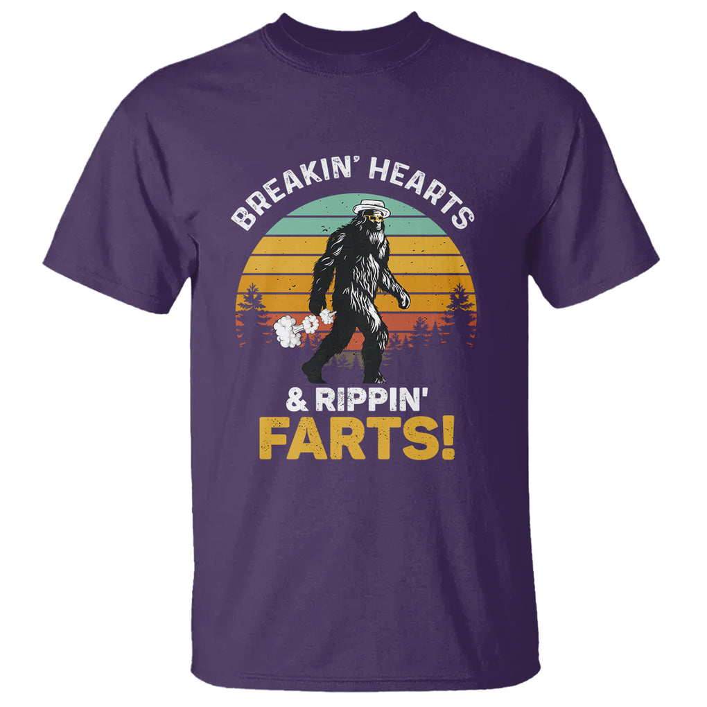 Funny Bigfoot T Shirt Breakin Hearts & Rippin Farts! Sasquatch TS09 Purple Printyourwear