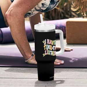 Suicide Prevention Tumbler With Handle I Have Time To Listen Mental Health Retro Groovy TS09 Print Your Wear