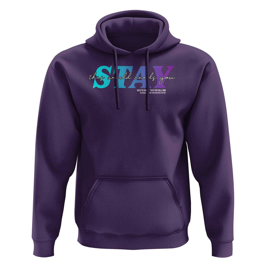 Suicide Prevention Hoodie This World Needs You Call Or Text 988 TS09 Purple Print Your Wear