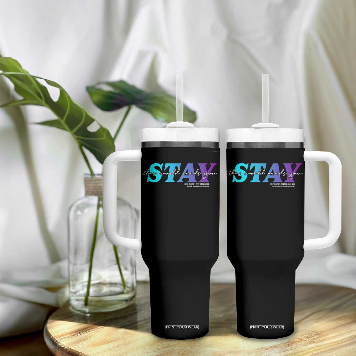 Suicide Prevention Tumbler With Handle This World Needs You Call Or Text 988 TS09 Print Your Wear