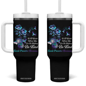 Suicide Prevention Be Kind Tumbler With Handle Elephant In A World Where You Can Be Anything TS09 One Size: 40 oz Black Print Your Wear