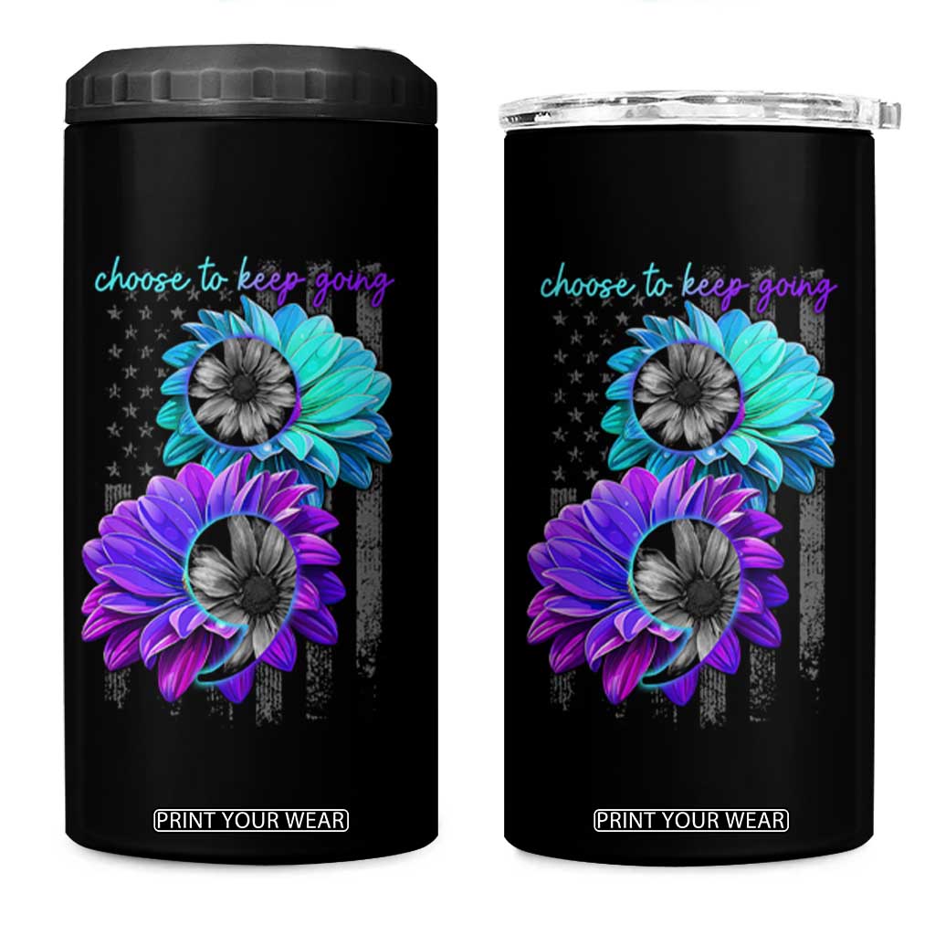 Choose To Keep Going Semicolon Suicide Prevention 4 in 1 Can Cooler Tumbler TS09 One Size: 16 oz Black Print Your Wear