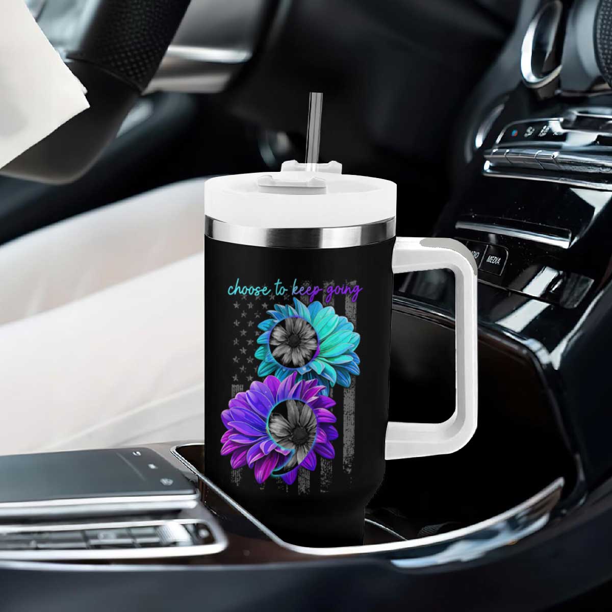 Choose To Keep Going Semicolon Suicide Prevention Tumbler With Handle TS09 Print Your Wear