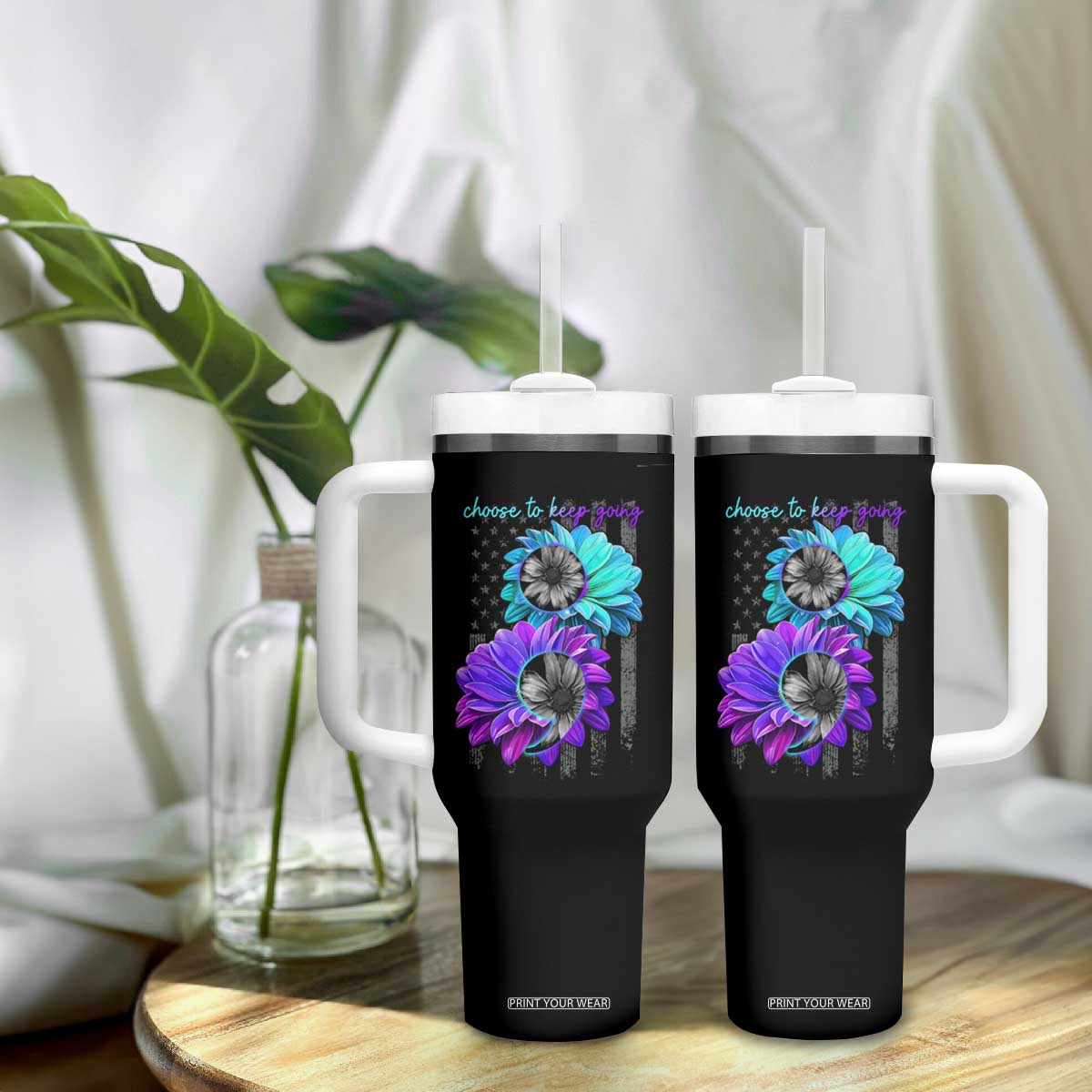 Choose To Keep Going Semicolon Suicide Prevention Tumbler With Handle TS09 Print Your Wear