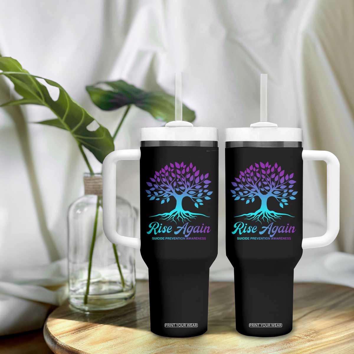Suicide Prevention Rise Again Tumbler With Handle TS09 Print Your Wear