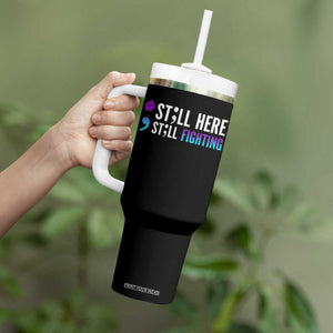 Still Here Still Fighting Semicolon Suicide Prevention Tumbler With Handle TS09 Print Your Wear