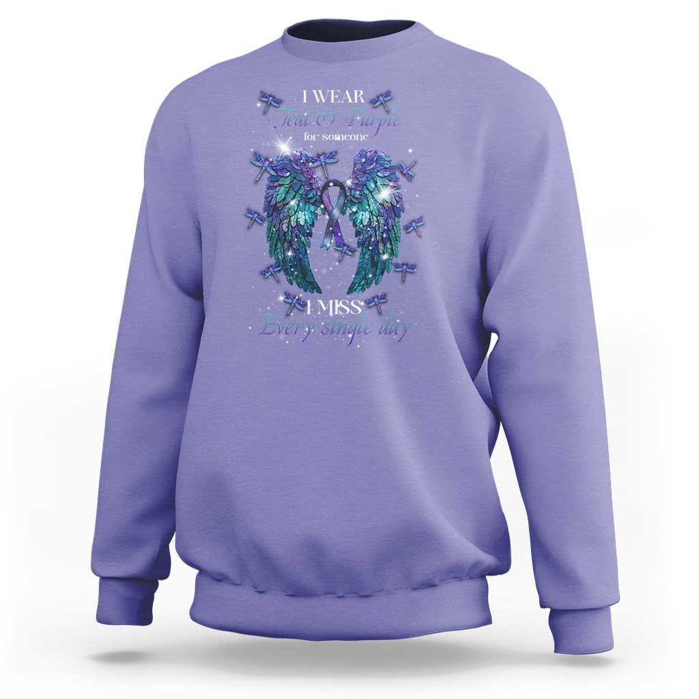For Someone I Miss Every Single Day Sweatshirt I Wear Teal And Purple Suicide Prevention TS09 Violet Print Your Wear