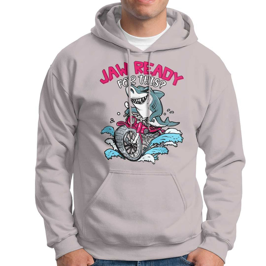 Shark Lover Hoodie Jaw Ready For This Riding Motorbike TS09 Ice Gray Print Your Wear