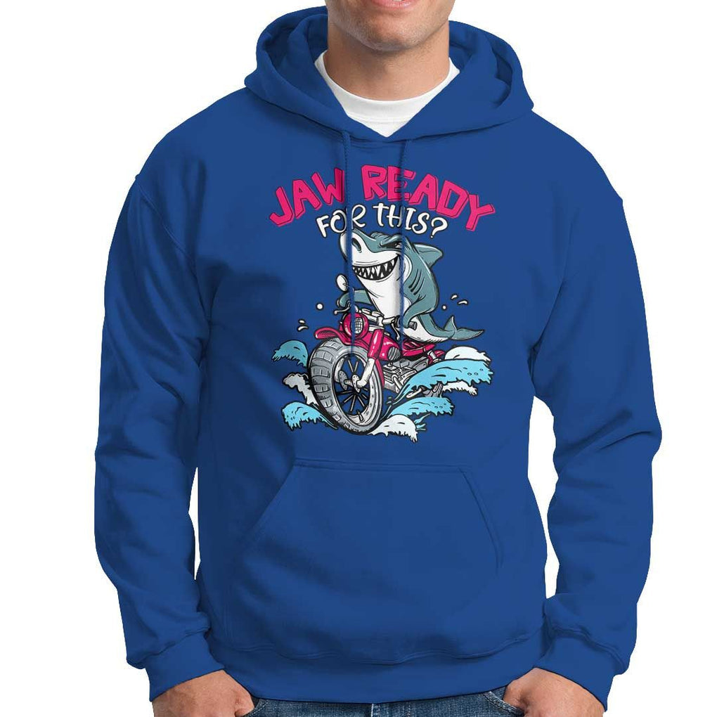 Shark Lover Hoodie Jaw Ready For This Riding Motorbike TS09 Royal Blue Print Your Wear