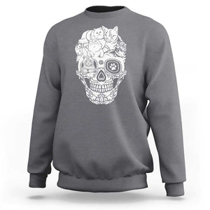 Cat Lover Sweatshirt Cats Skull Skeleton Cute And Scary TS09 Charcoal Print Your Wear