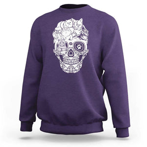 Cat Lover Sweatshirt Cats Skull Skeleton Cute And Scary TS09 Purple Print Your Wear