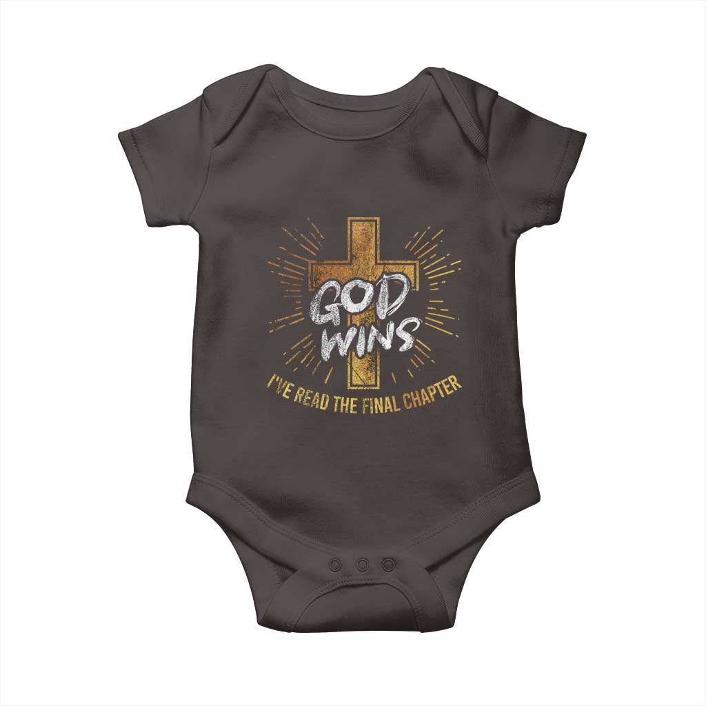 Funny Christian Baby Onesie I've Read the Final Chapter God Wins TS09 Dark Chocolate Print Your Wear