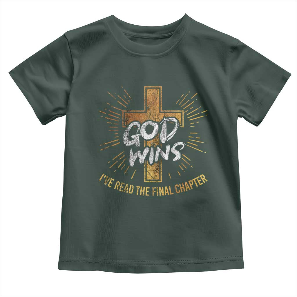 Funny Christian Baby Shirt I've Read the Final Chapter God Wins TS09 Dark Forest Green Print Your Wear