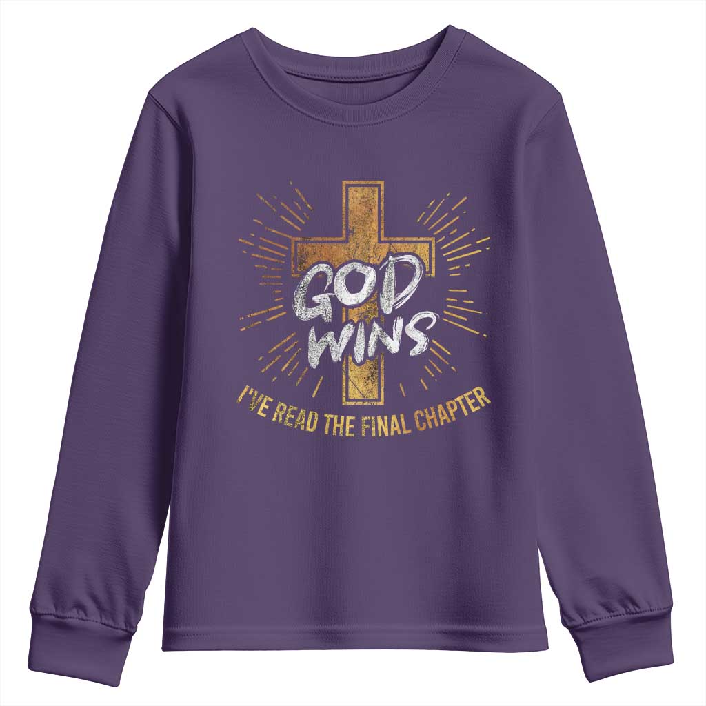 Funny Christian Youth Sweatshirt I've Read the Final Chapter God Wins TS09 Purple Print Your Wear