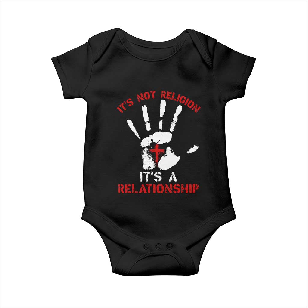 Christian Baby Onesie It's Not Religion It's A Relationship TS09 Black Print Your Wear