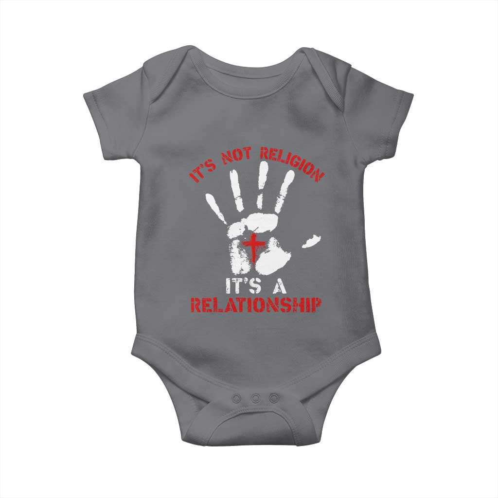 Christian Baby Onesie It's Not Religion It's A Relationship TS09 Charcoal Print Your Wear
