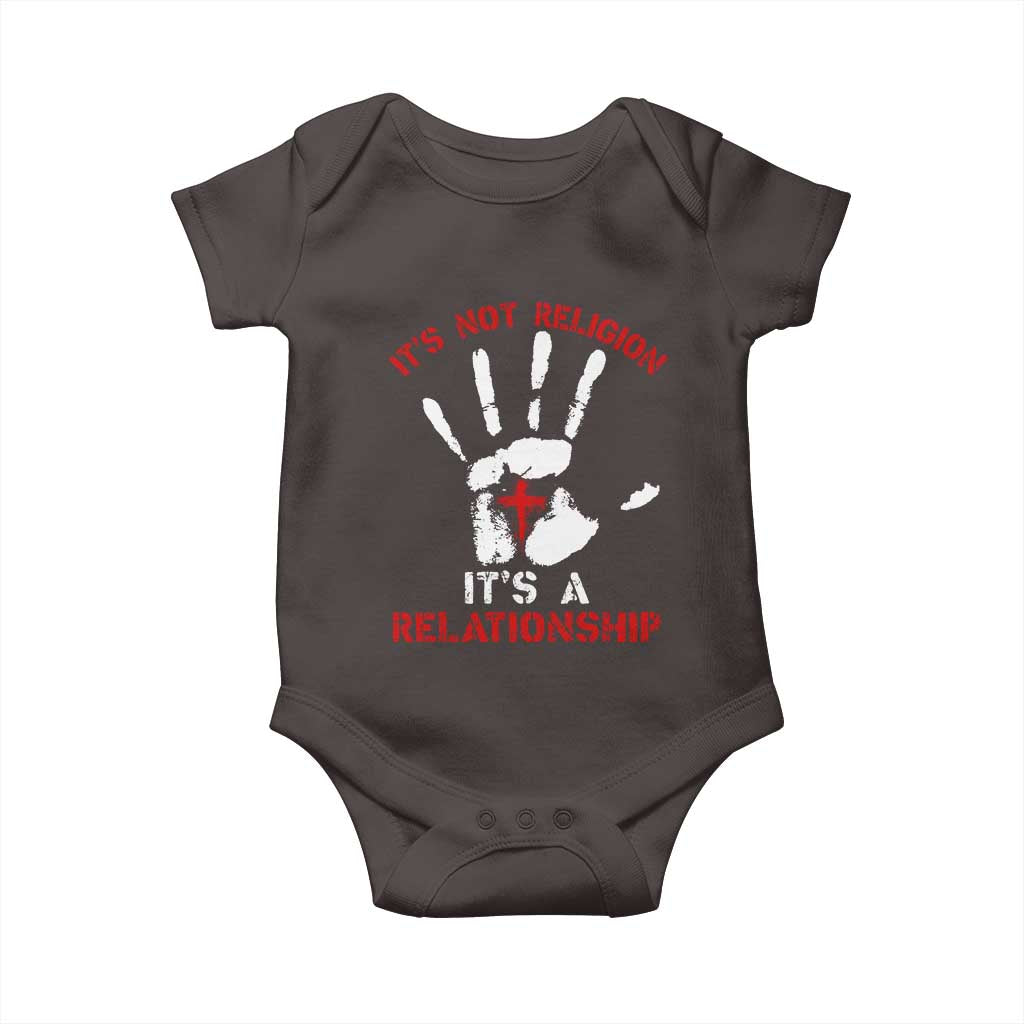 Christian Baby Onesie It's Not Religion It's A Relationship TS09 Dark Chocolate Print Your Wear