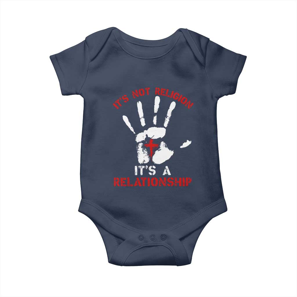 Christian Baby Onesie It's Not Religion It's A Relationship TS09 Navy Print Your Wear