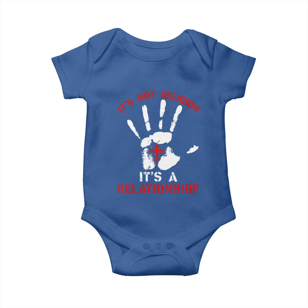 Christian Baby Onesie It's Not Religion It's A Relationship TS09 Royal Blue Print Your Wear