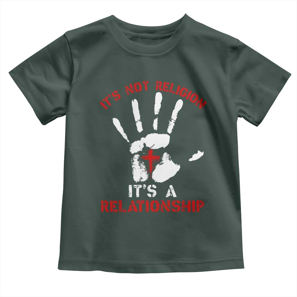 Christian Baby Shirt It's Not Religion It's A Relationship TS09 Dark Forest Green Print Your Wear