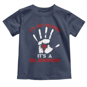 Christian Baby Shirt It's Not Religion It's A Relationship TS09 Navy Print Your Wear