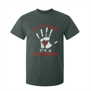 Christian T Shirt For Kid It's Not Religion It's A Relationship TS09 Dark Forest Green Print Your Wear