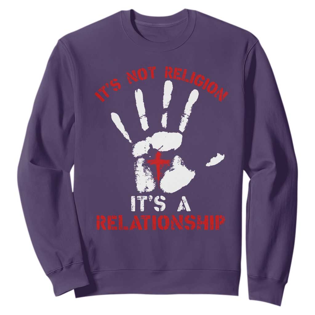 Christian Sweatshirt It's Not Religion It's A Relationship TS09 Purple Print Your Wear