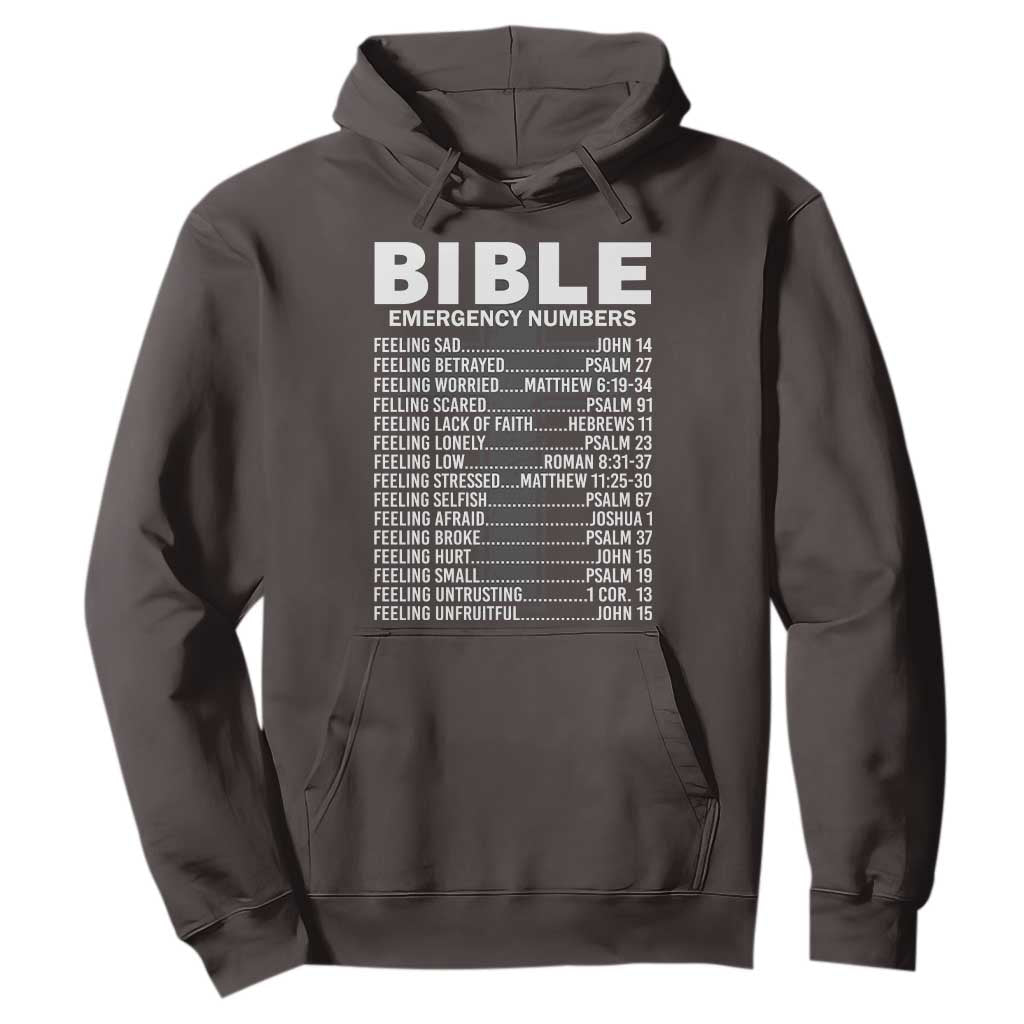 Christian Hoodie Bible Emergency Number TS09 Dark Chocolate Print Your Wear