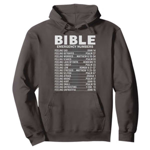 Christian Hoodie Bible Emergency Number TS09 Dark Chocolate Print Your Wear