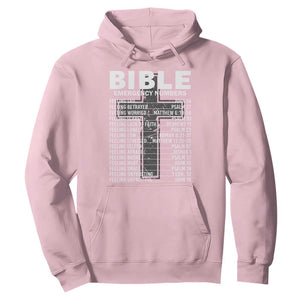 Christian Hoodie Bible Emergency Number TS09 Light Pink Print Your Wear