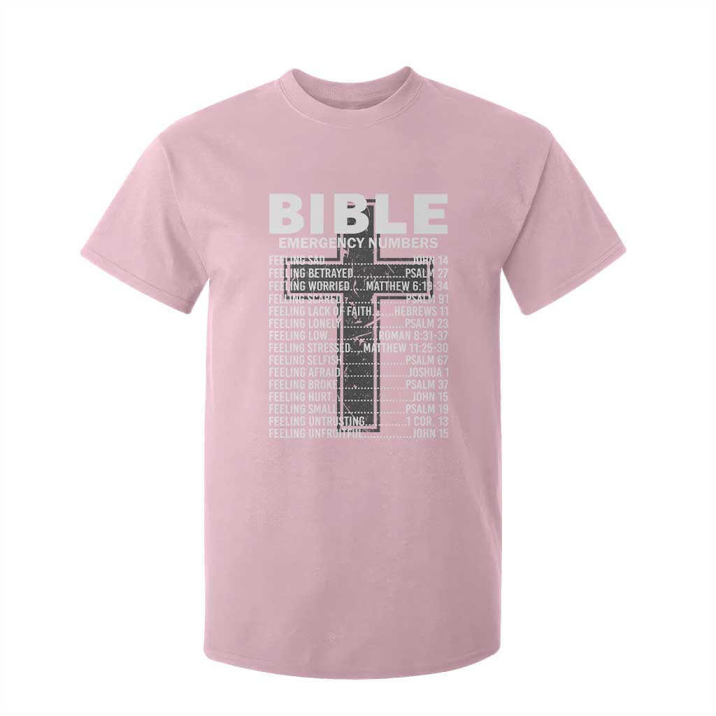 Christian T Shirt For Kid Bible Emergency Number TS09 Light Pink Print Your Wear