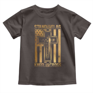 Christian Patriotic Baby Shirt Stand For The Flag Kneel For The Cross American Christ Cross TS09 Dark Chocolate Print Your Wear