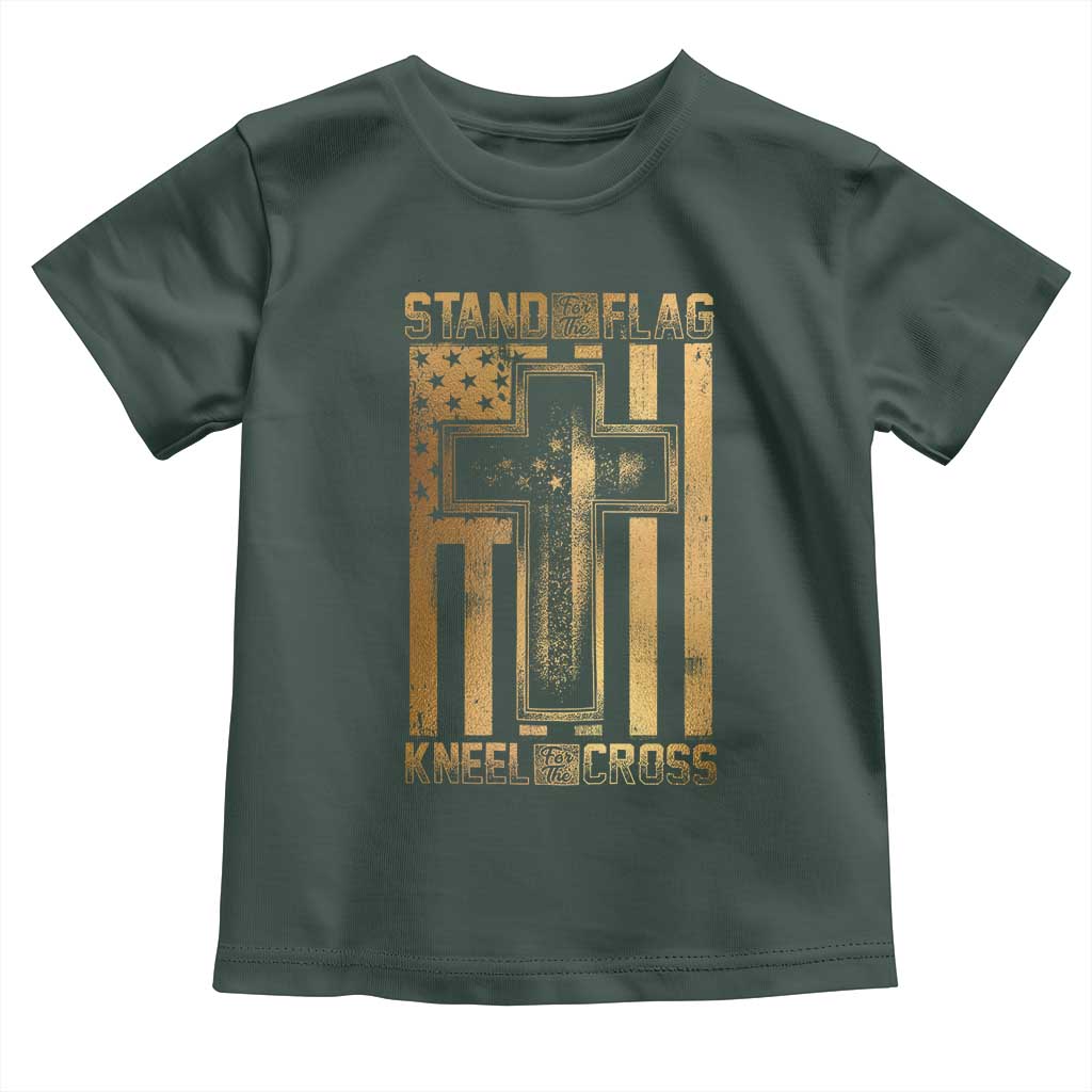 Christian Patriotic Baby Shirt Stand For The Flag Kneel For The Cross American Christ Cross TS09 Dark Forest Green Print Your Wear