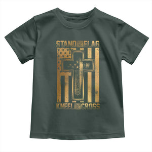 Christian Patriotic Baby Shirt Stand For The Flag Kneel For The Cross American Christ Cross TS09 Dark Forest Green Print Your Wear