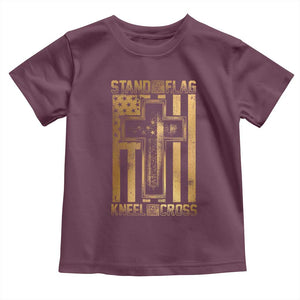 Christian Patriotic Baby Shirt Stand For The Flag Kneel For The Cross American Christ Cross TS09 Maroon Print Your Wear