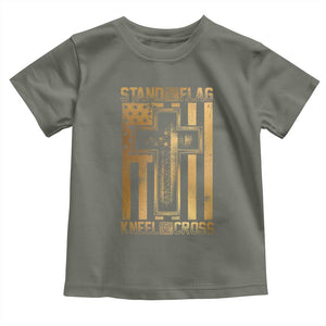 Christian Patriotic Baby Shirt Stand For The Flag Kneel For The Cross American Christ Cross TS09 Military Green Print Your Wear
