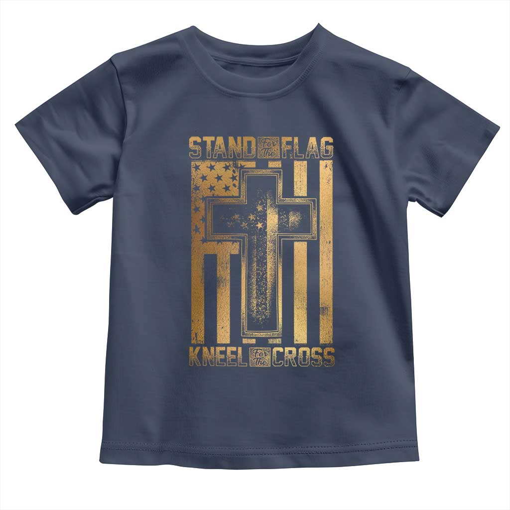 Christian Patriotic Baby Shirt Stand For The Flag Kneel For The Cross American Christ Cross TS09 Navy Print Your Wear