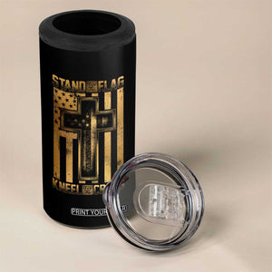 Christian Patriotic 4 in 1 Can Cooler Tumbler Stand For The Flag Kneel For The Cross American Christ Cross TS09 Print Your Wear
