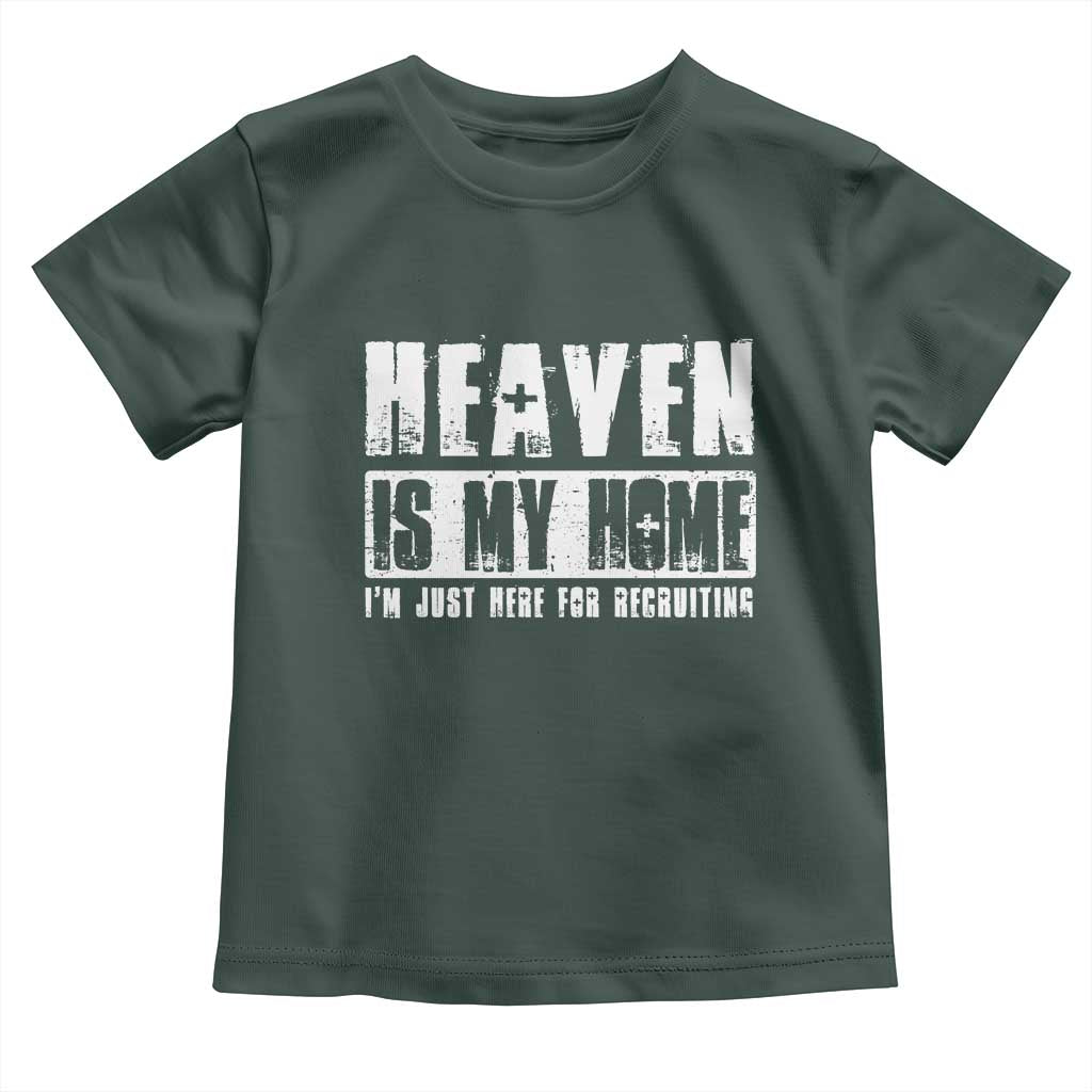 Funny Christian Baby Shirt Heaven Is My Home Religious Jesus TS09 Dark Forest Green Print Your Wear